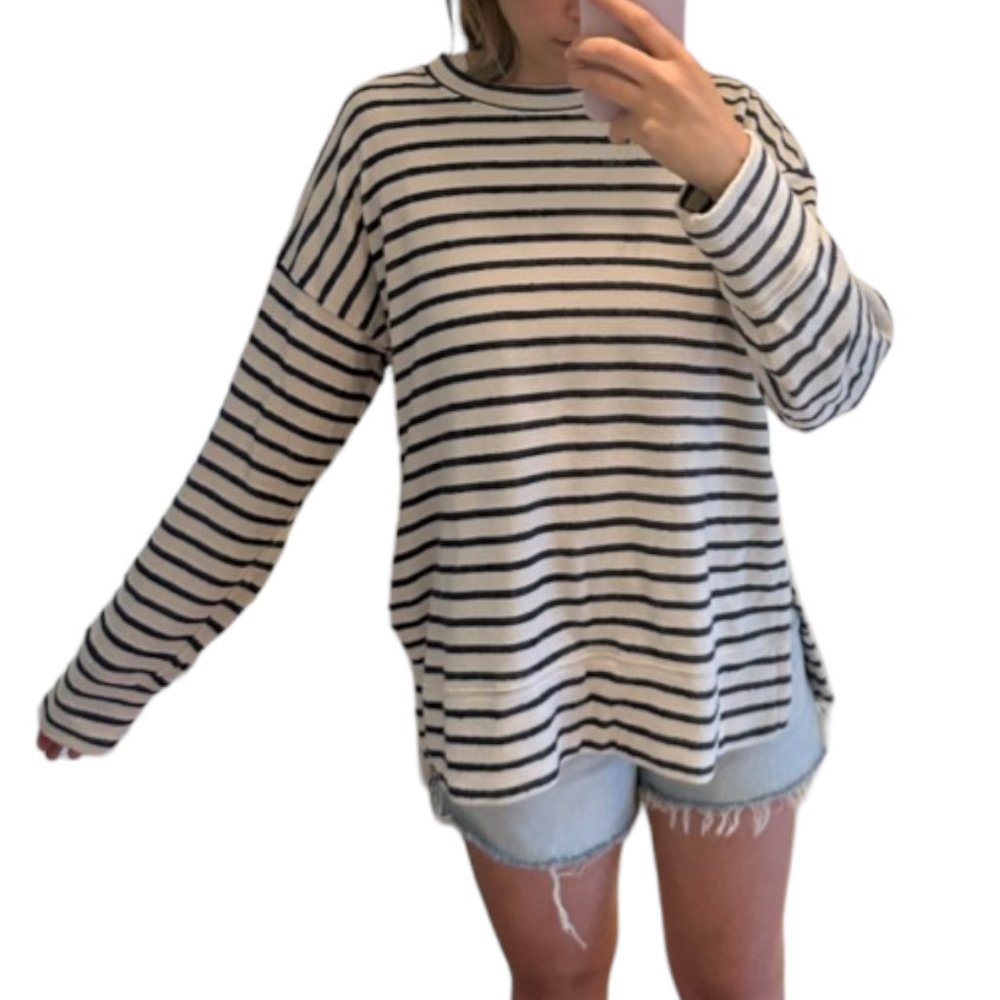 Blue and White Striped Sweater